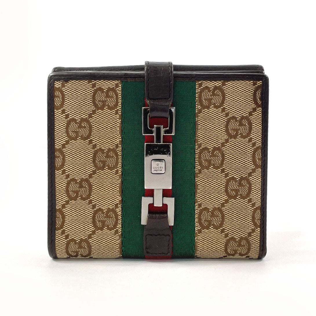 GUCCI Bifold Wallet 05474 GG canvas Brown Sherry line Jackie unisex Used
