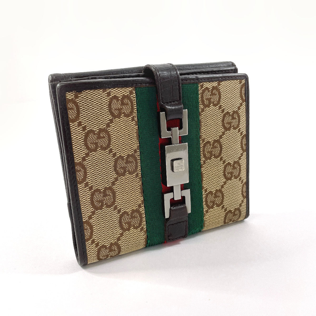 GUCCI Bifold Wallet 05474 GG canvas Brown Sherry line Jackie unisex Used