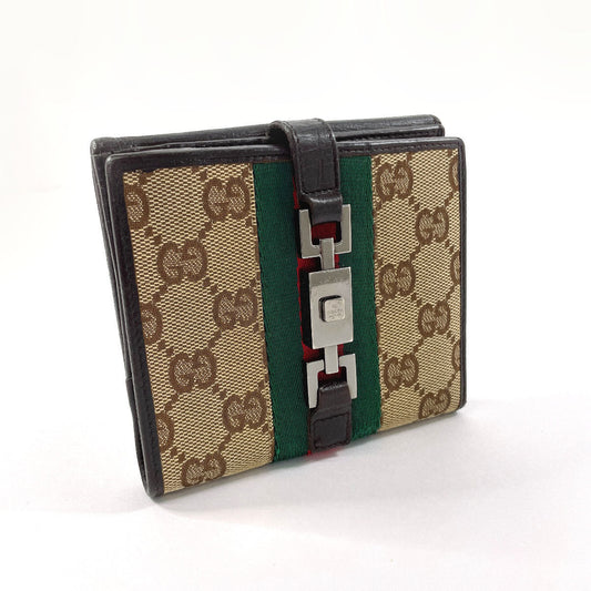 GUCCI Bifold Wallet 05474 GG canvas Brown Sherry line Jackie unisex Used