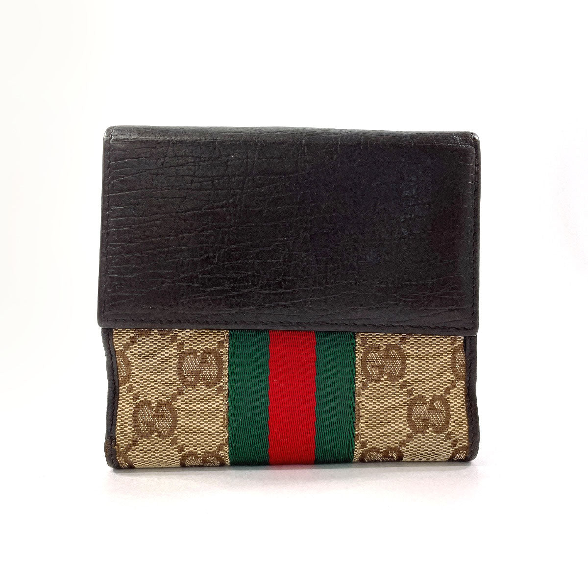 GUCCI Bifold Wallet 05474 GG canvas Brown Sherry line Jackie unisex Used