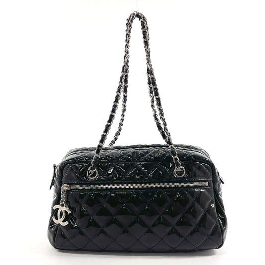 CHANEL Handbag Patent leather Navy ChainShoulder Matrasse