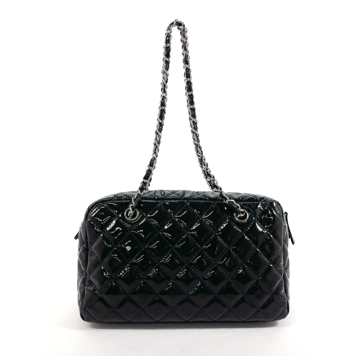 CHANEL Handbag Patent leather Navy ChainShoulder Matrasse