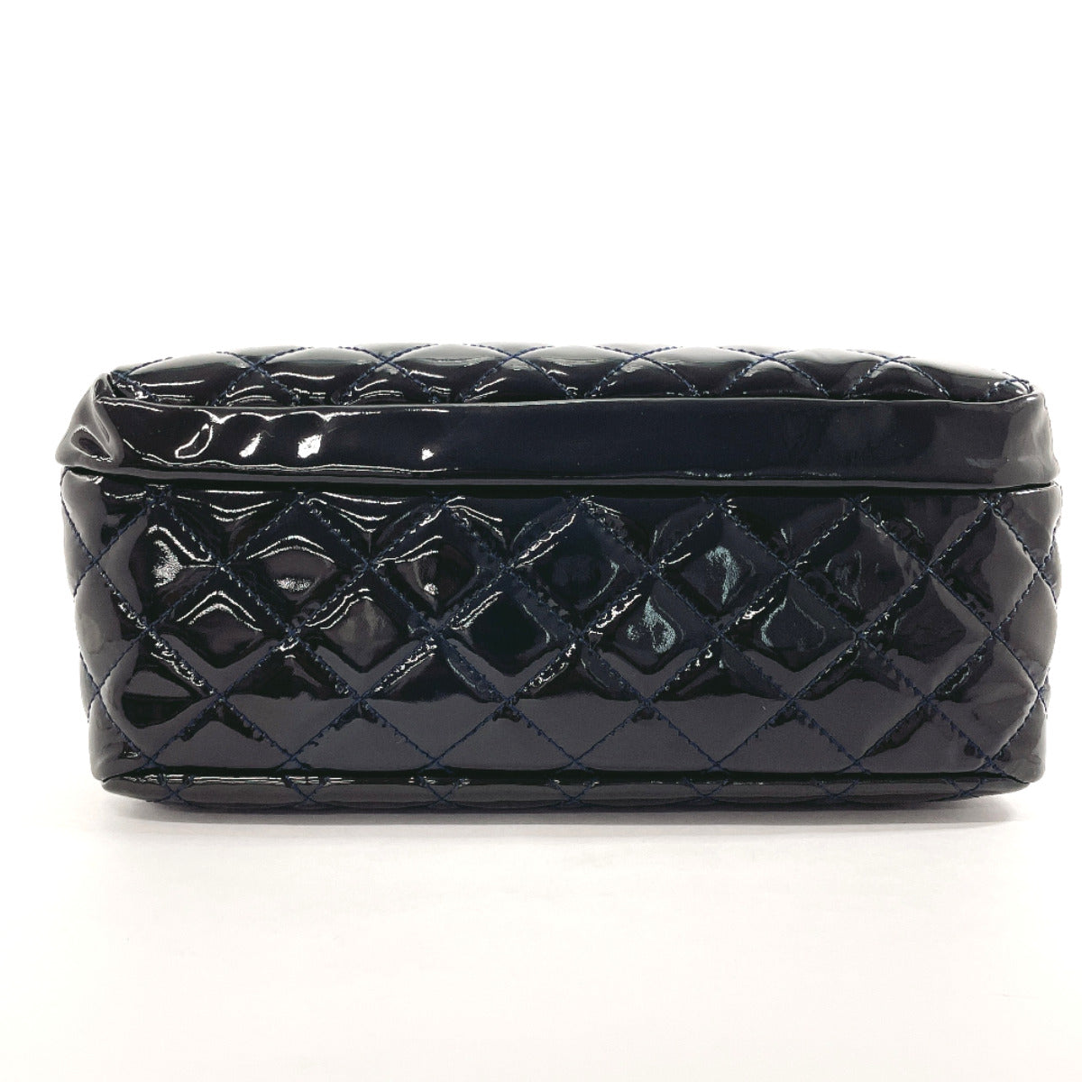 CHANEL Handbag Patent leather Navy ChainShoulder Matrasse