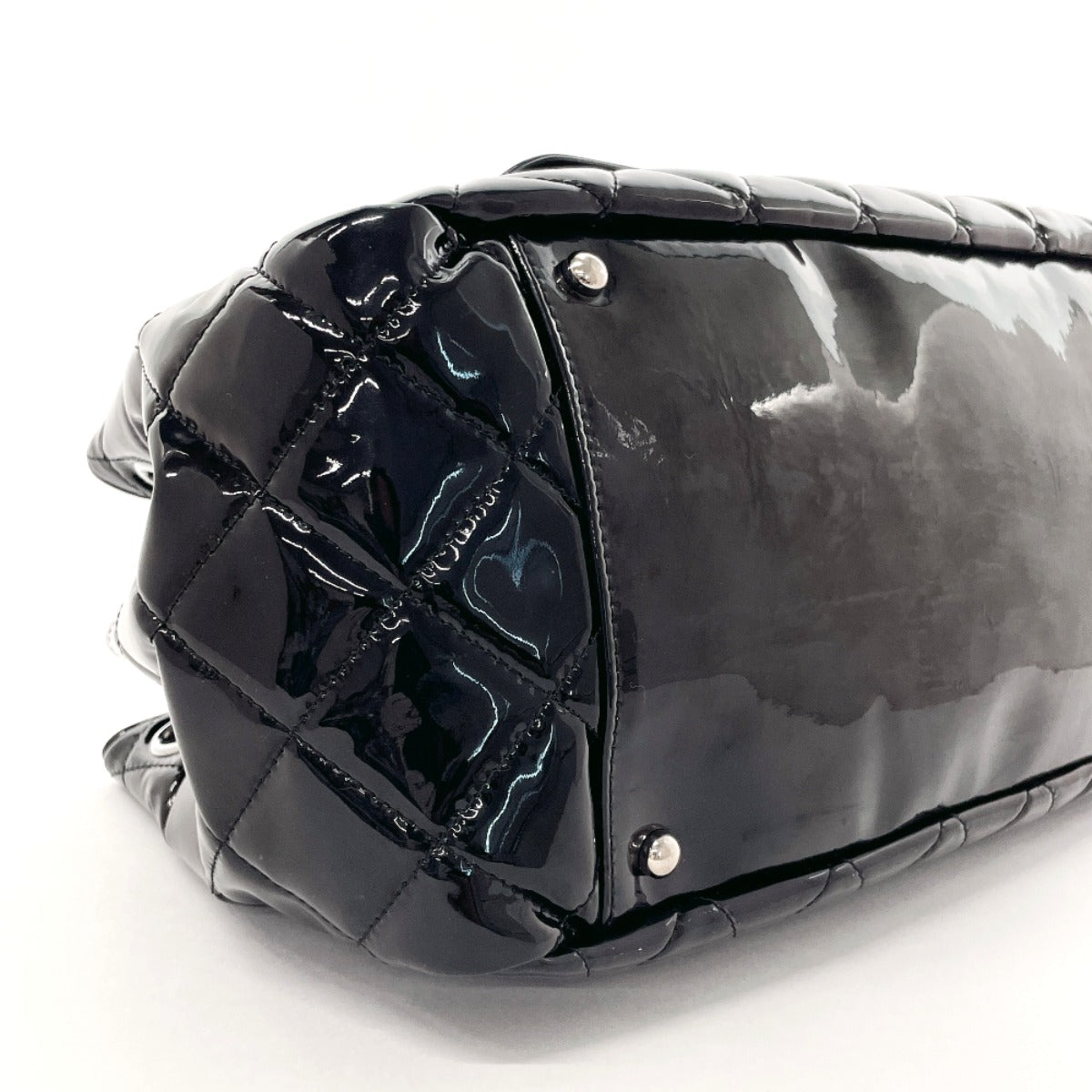 CHANEL Shoulder Bag Patent leather black ChainShoulder Matrasse
