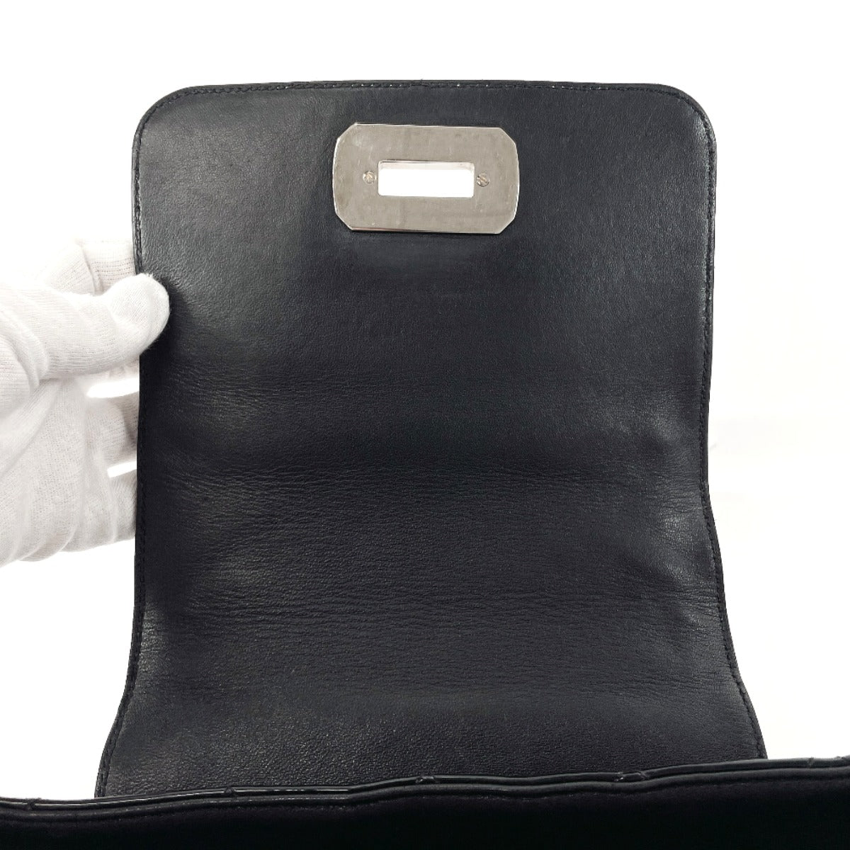 CHANEL Shoulder Bag Patent leather black ChainShoulder Matrasse