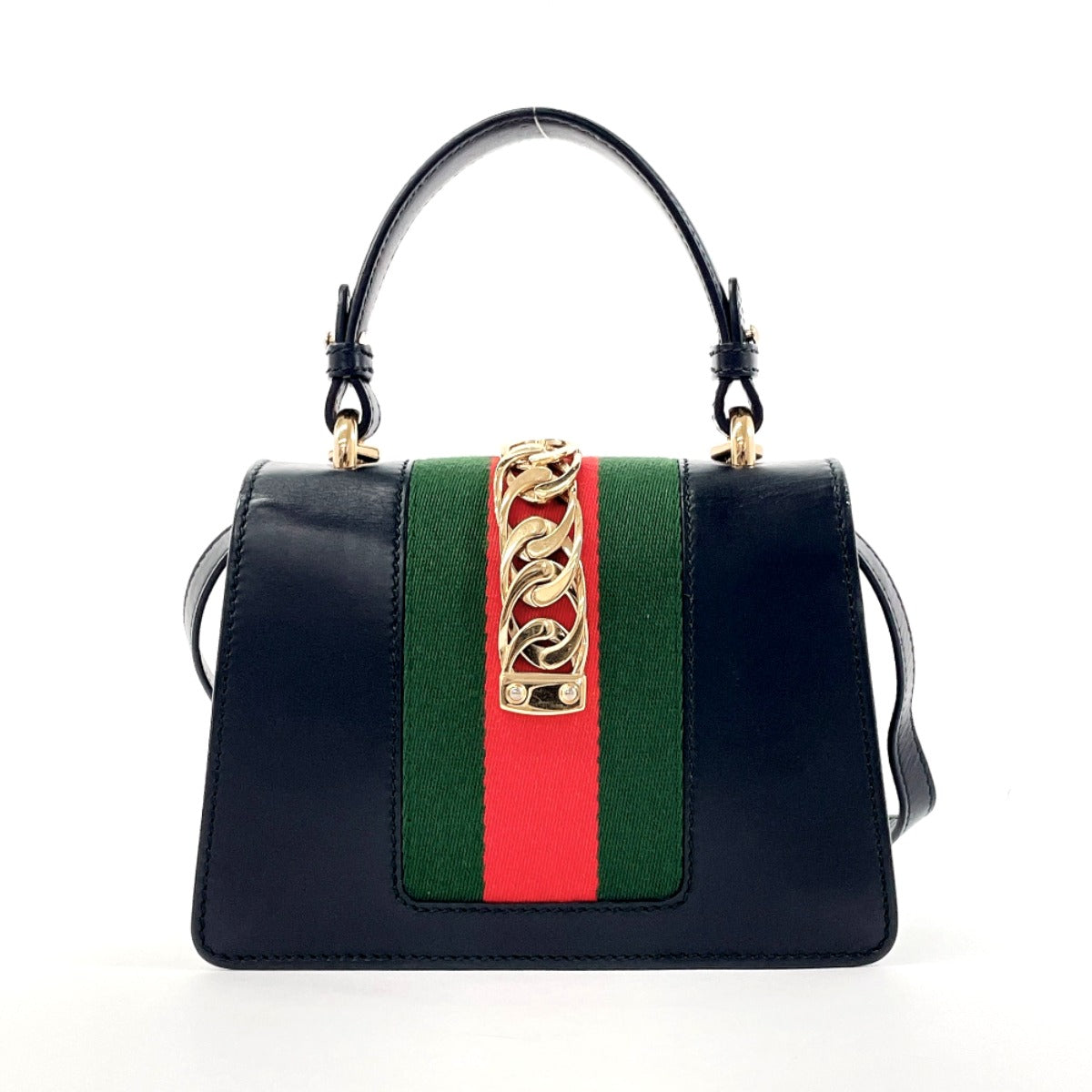 GUCCI Handbag 470270 leather black Shelly line 2WAY Sylvie Women Used
