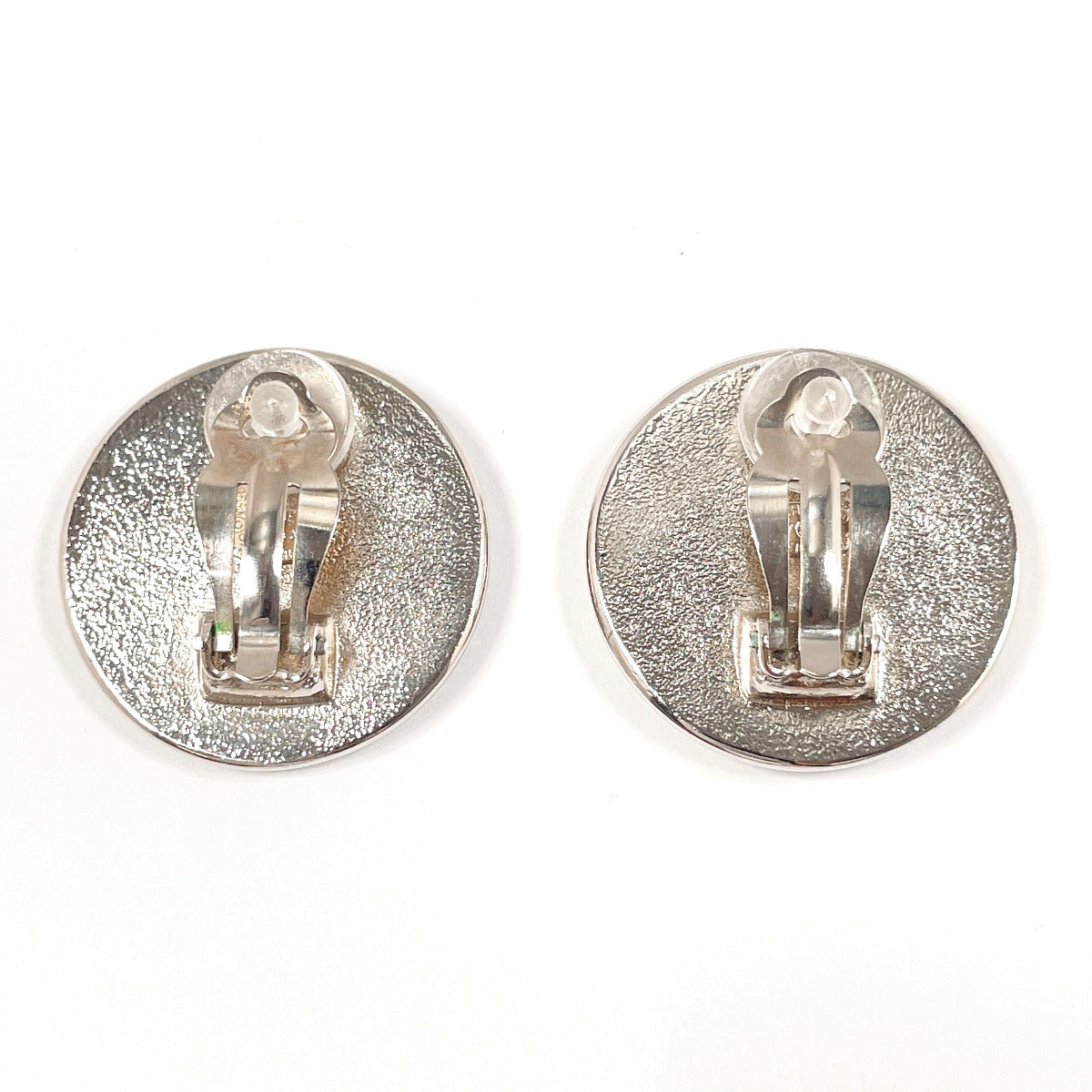 CHANEL Earring metal Silver black round COCO Mark