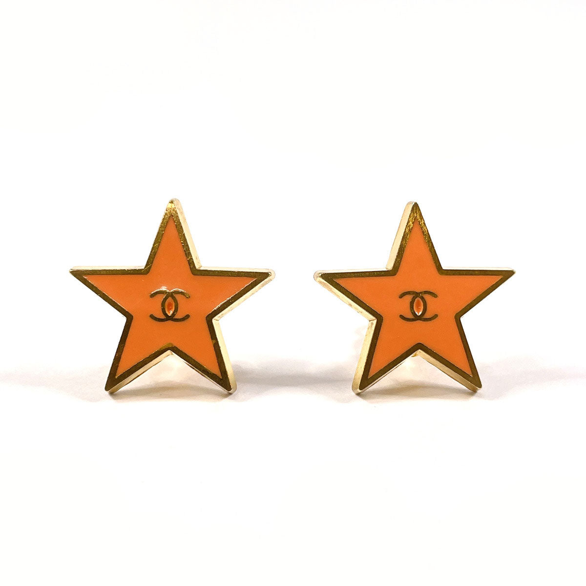 CHANEL Earring Gold Plated gold Star COCO Mark Women Used