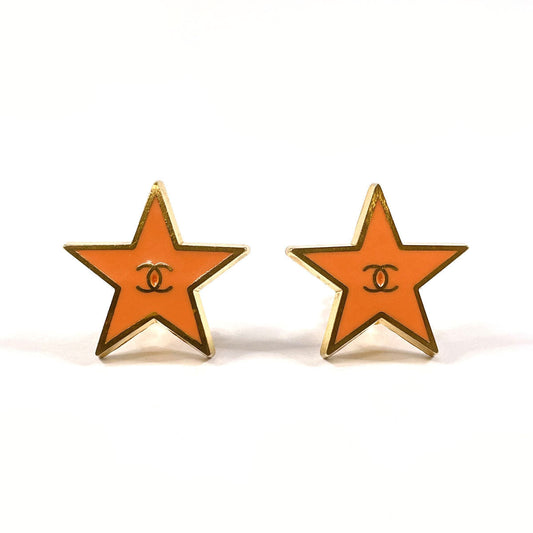 CHANEL Earring Gold Plated gold Star COCO Mark Women Used