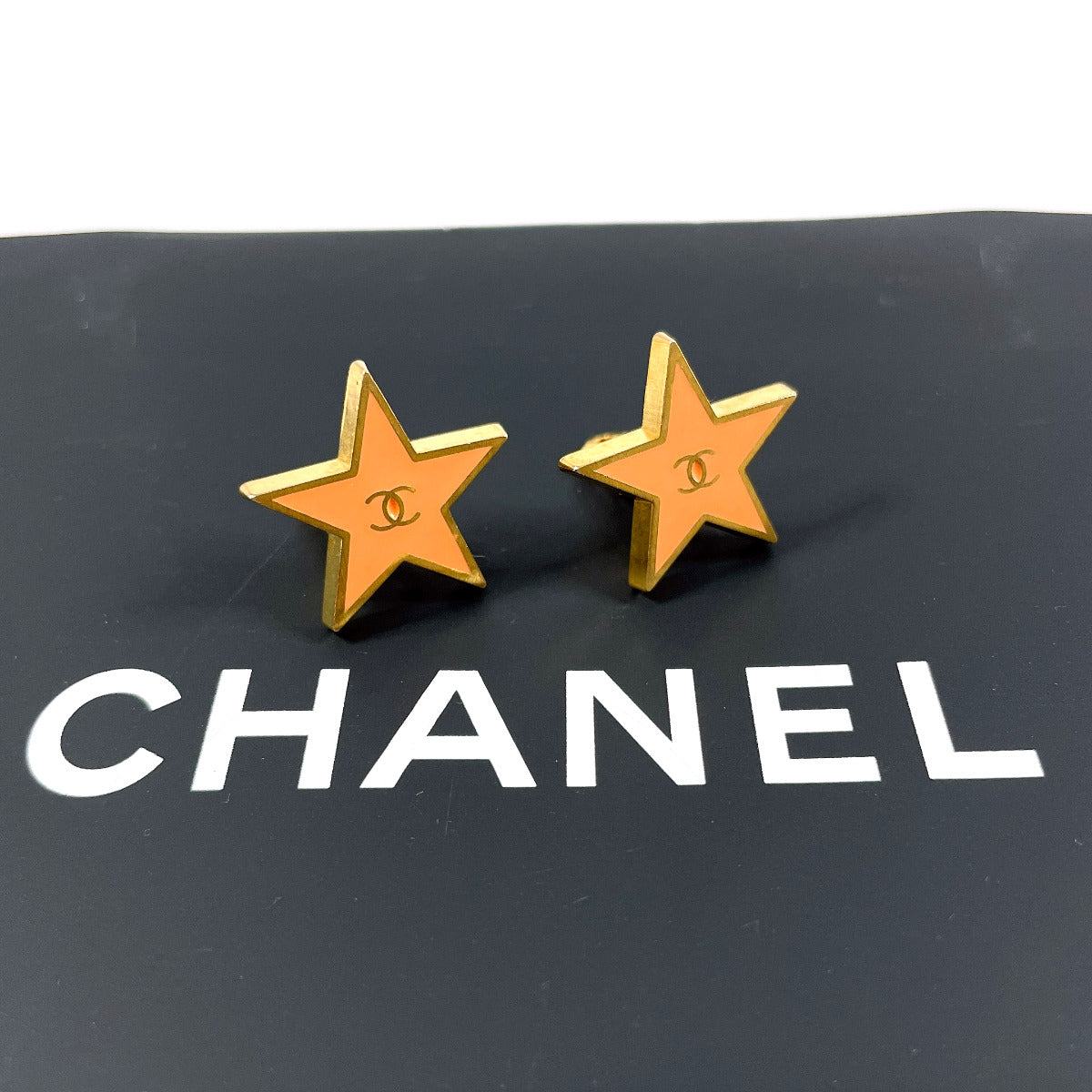 CHANEL Earring Gold Plated gold Star COCO Mark Women Used