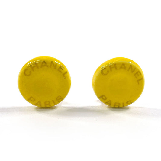 CHANEL Earring Synthetic resin, metal yellow vintage Round logo Women Used
