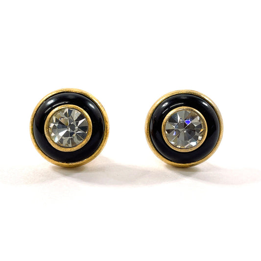 CHANEL Earring Gold Plated, Rhinestone gold vintage Women Used
