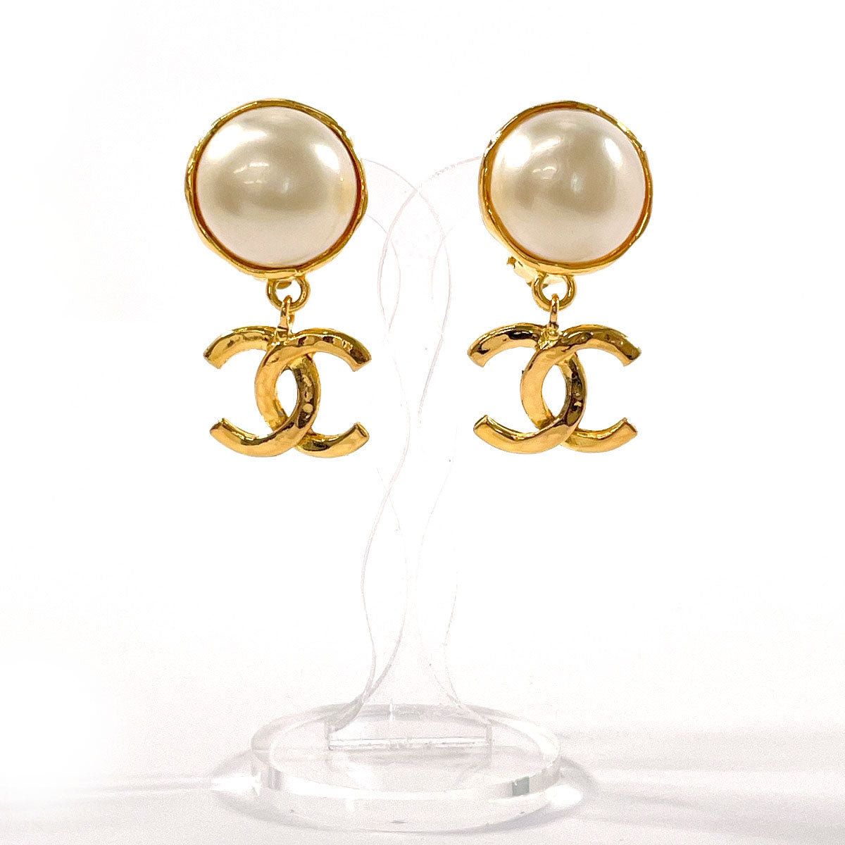 CHANEL Earring Gold Plated, Faux Pearl gold COCO Mark