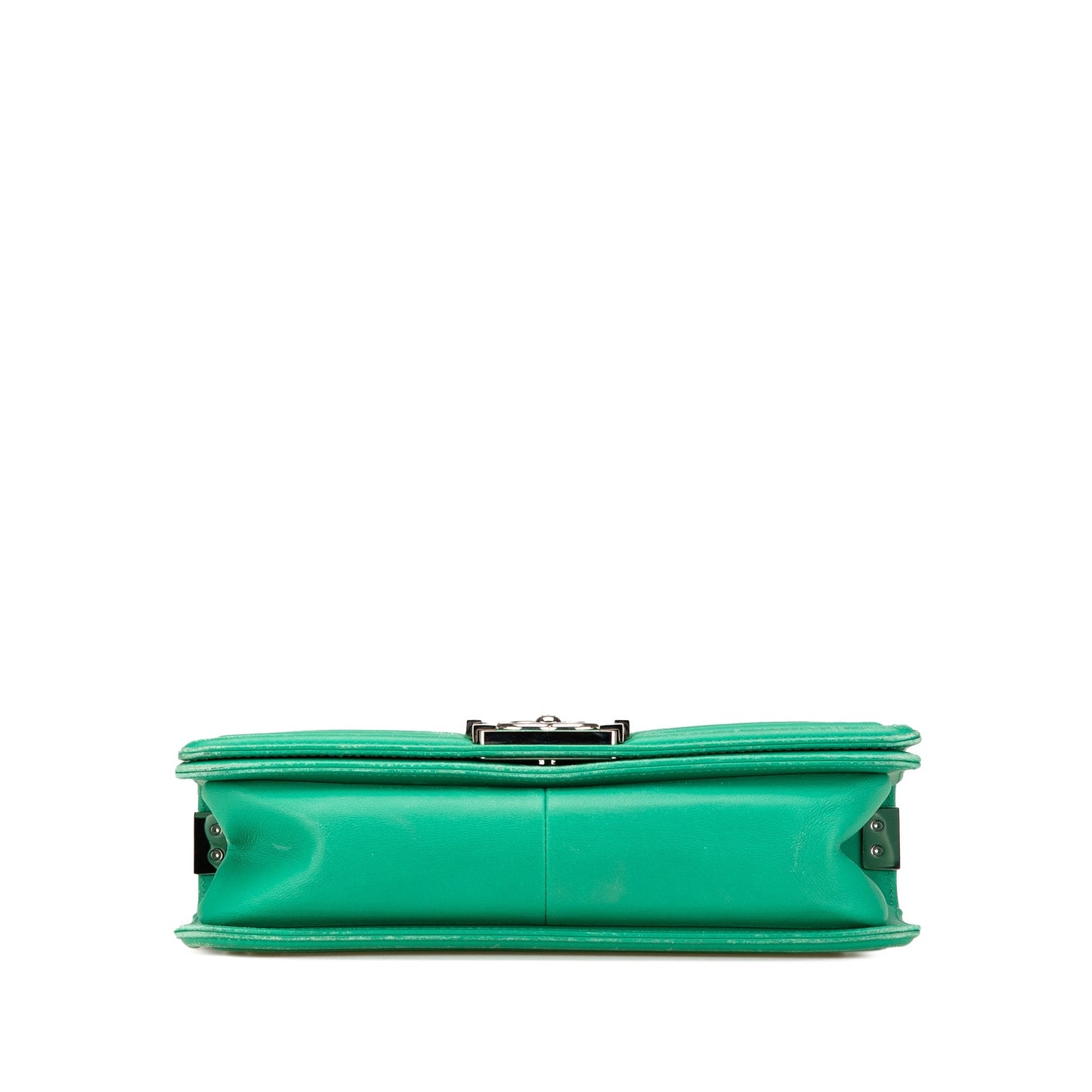 Green Chanel Medium Chevron Lambskin and Iridescent PVC Boy Flap Crossbody Bag