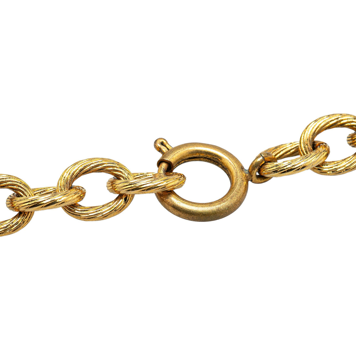 Gold Chanel Gold Plated CC Medallion Link Necklace