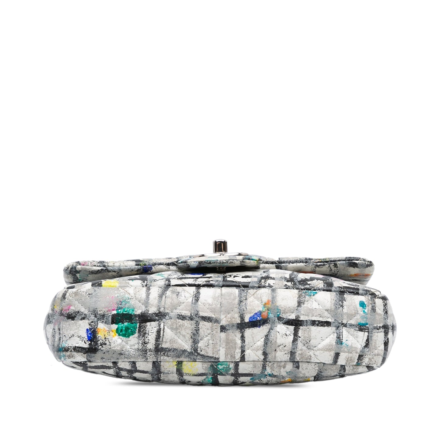 White Chanel Mini Rectangular Calfskin Hand Painted Graffiti Flap Crossbody Bag