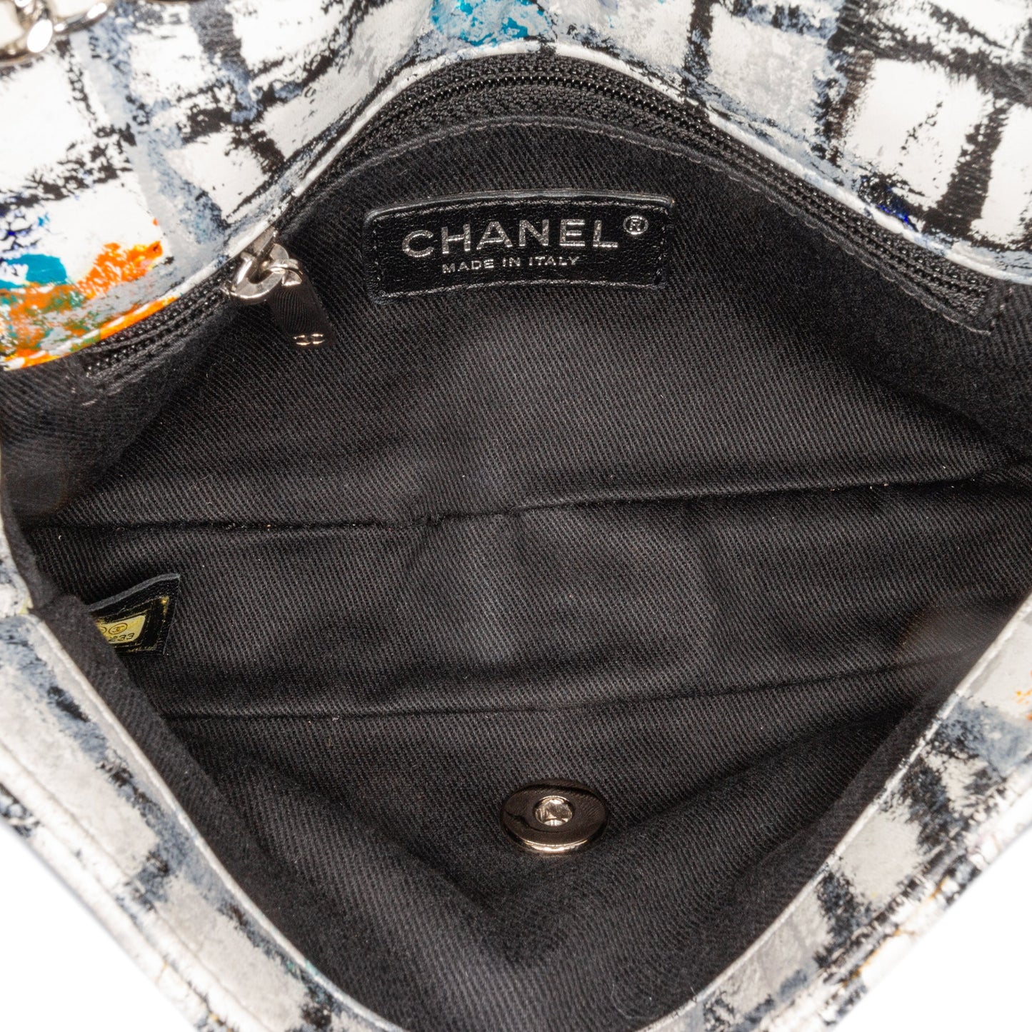 White Chanel Mini Rectangular Calfskin Hand Painted Graffiti Flap Crossbody Bag