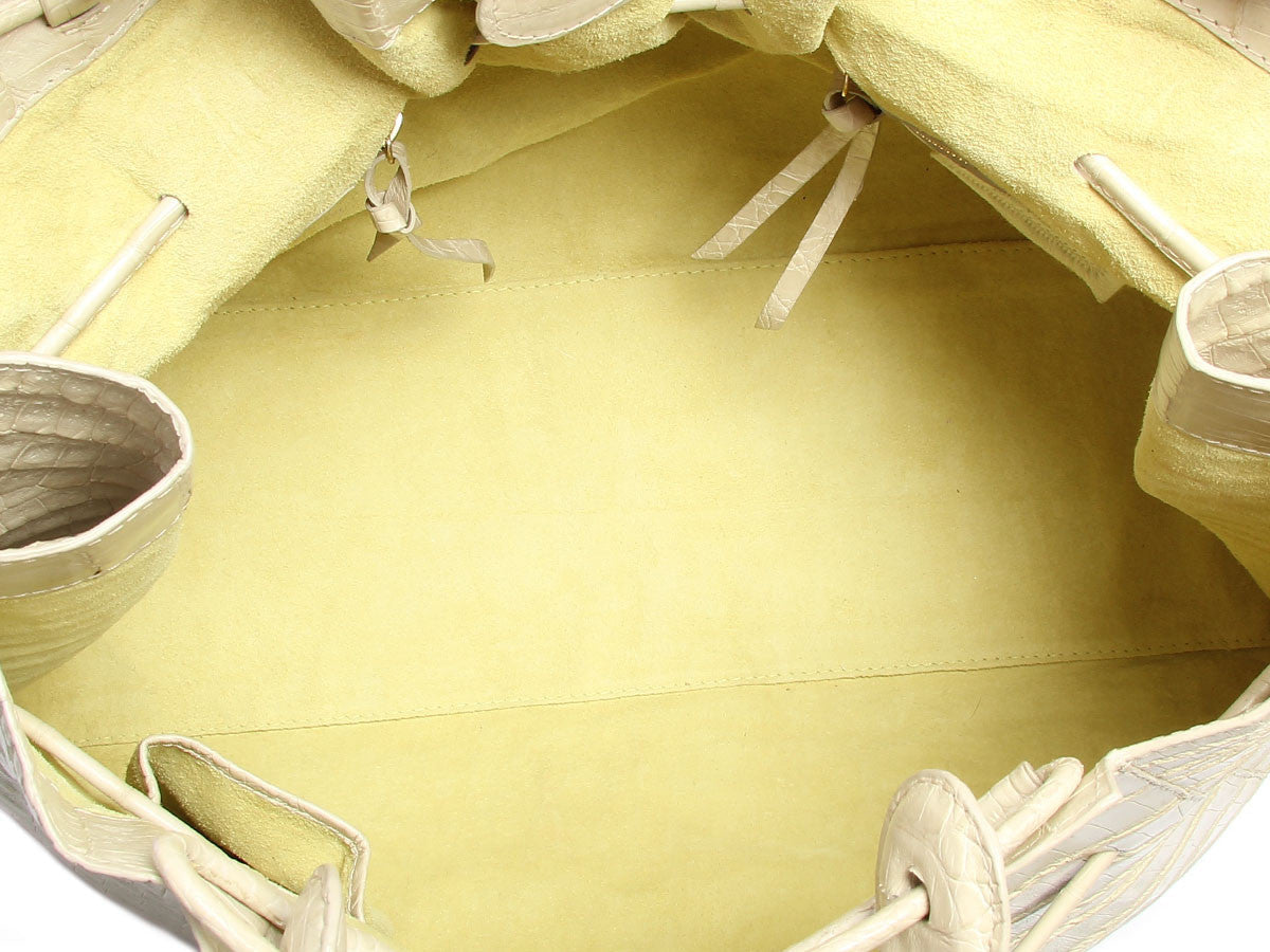 Nancy Gonzalez Cream Crocodile Tote