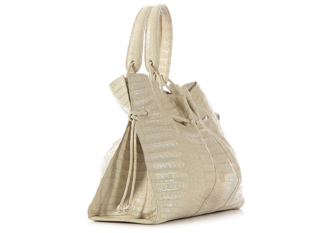Nancy Gonzalez Cream Crocodile Tote