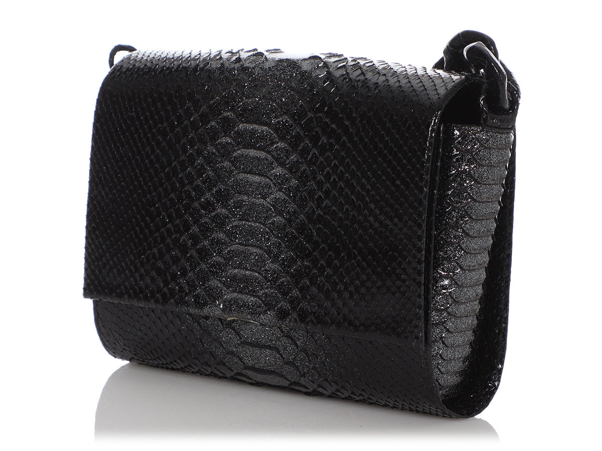 Nancy Gonzalez Black Python Carrie Evening Bag
