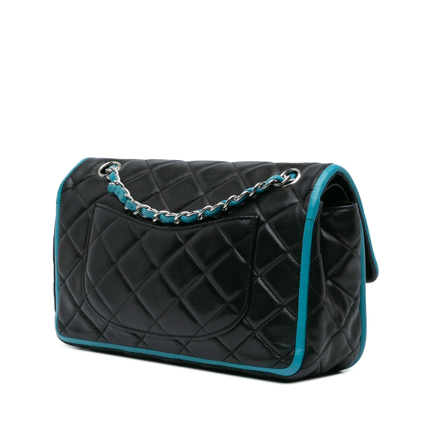 Black Chanel Medium Classic Bicolor Lambskin Double Flap Shoulder Bag