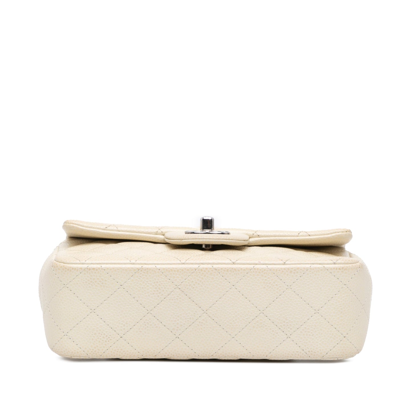 White Chanel Mini Rectangular Classic Caviar Single Flap Crossbody Bag