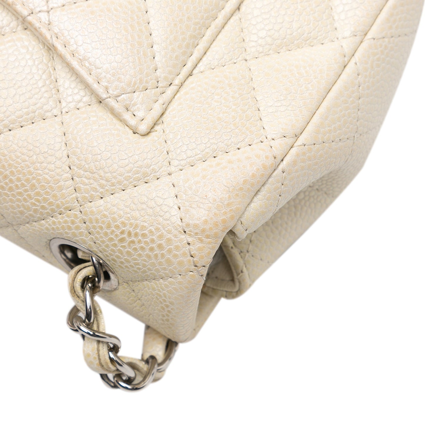 White Chanel Mini Rectangular Classic Caviar Single Flap Crossbody Bag