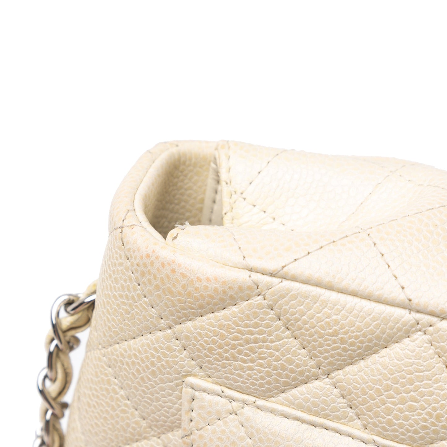 White Chanel Mini Rectangular Classic Caviar Single Flap Crossbody Bag