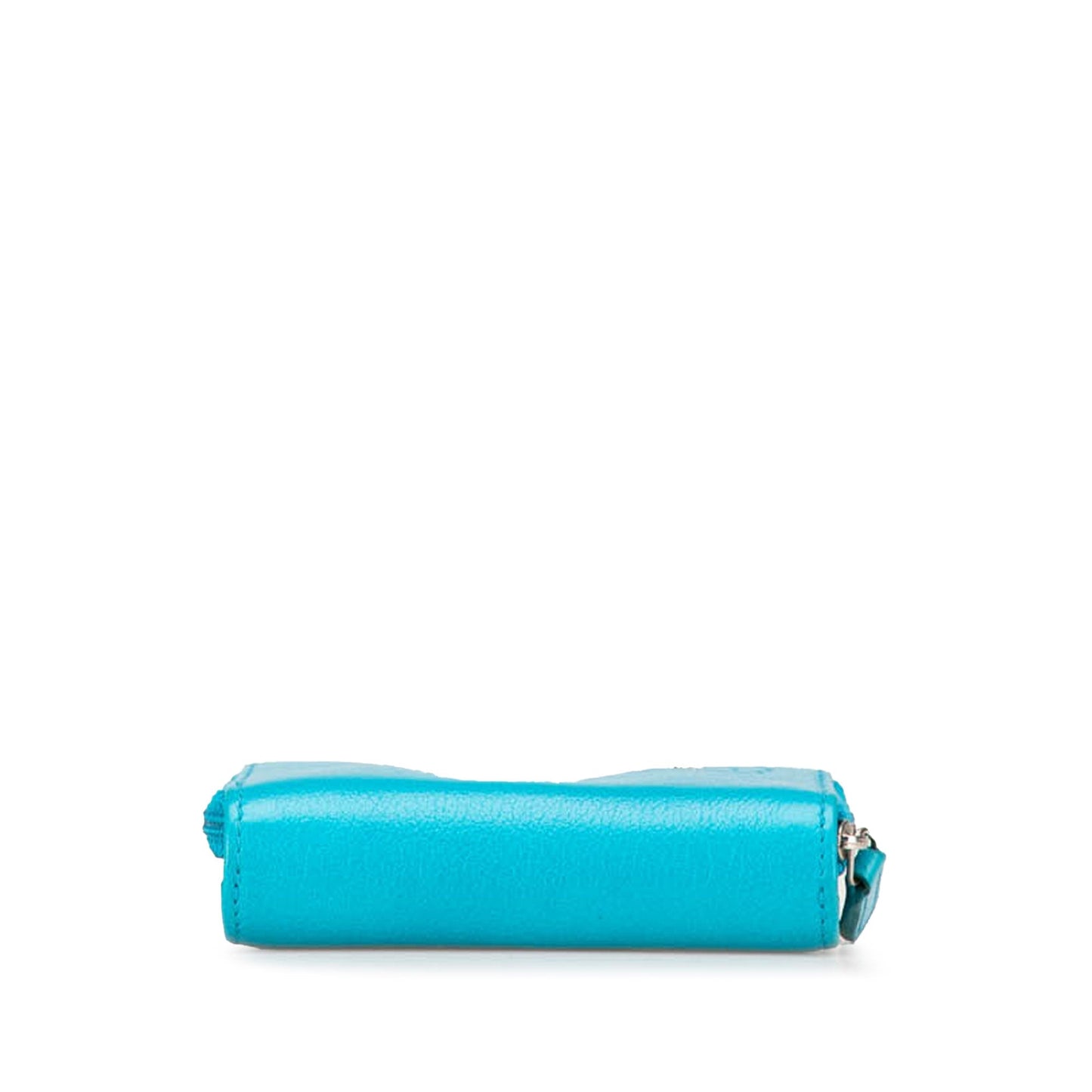 Blue Chanel CC Camellia Calfskin Zip Around Small Wallet