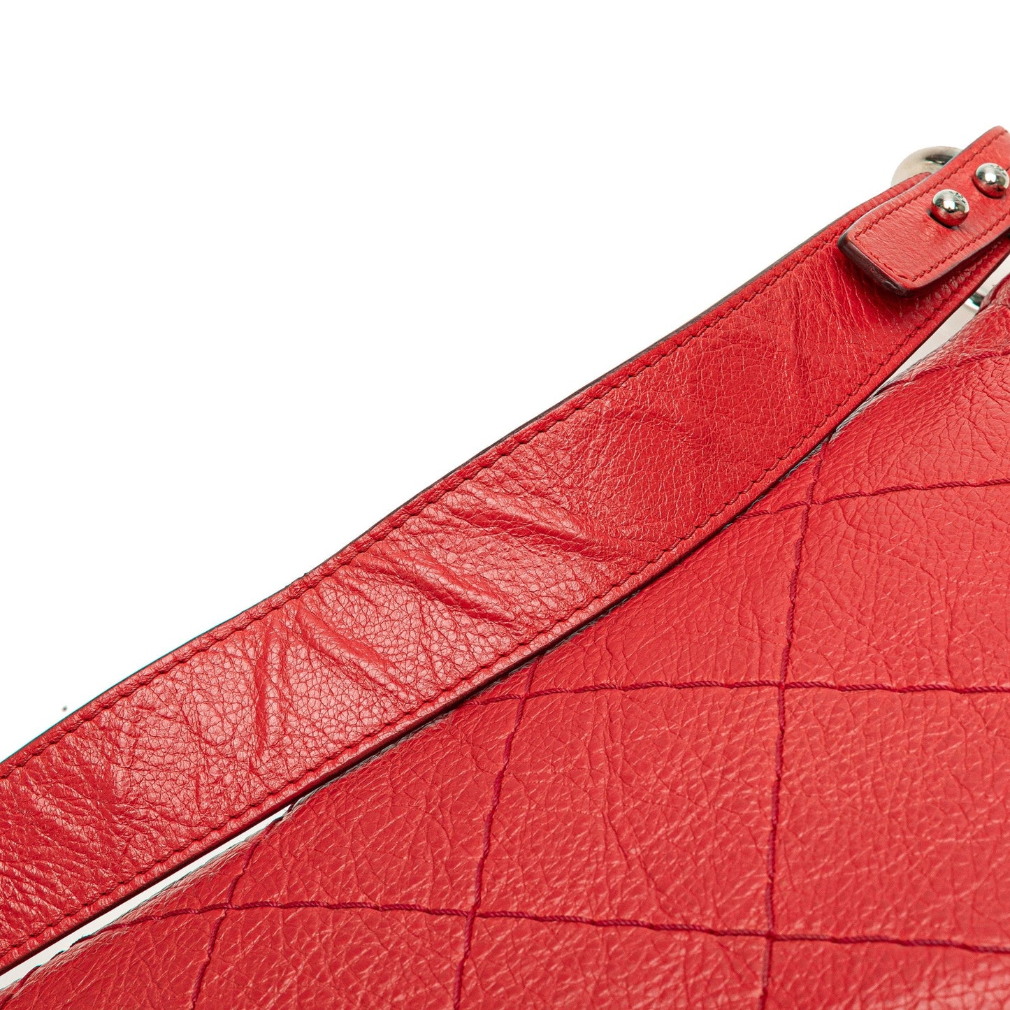 Red Chanel Large Quilted Aged Calfskin On The Road Flap Shoulder Bag