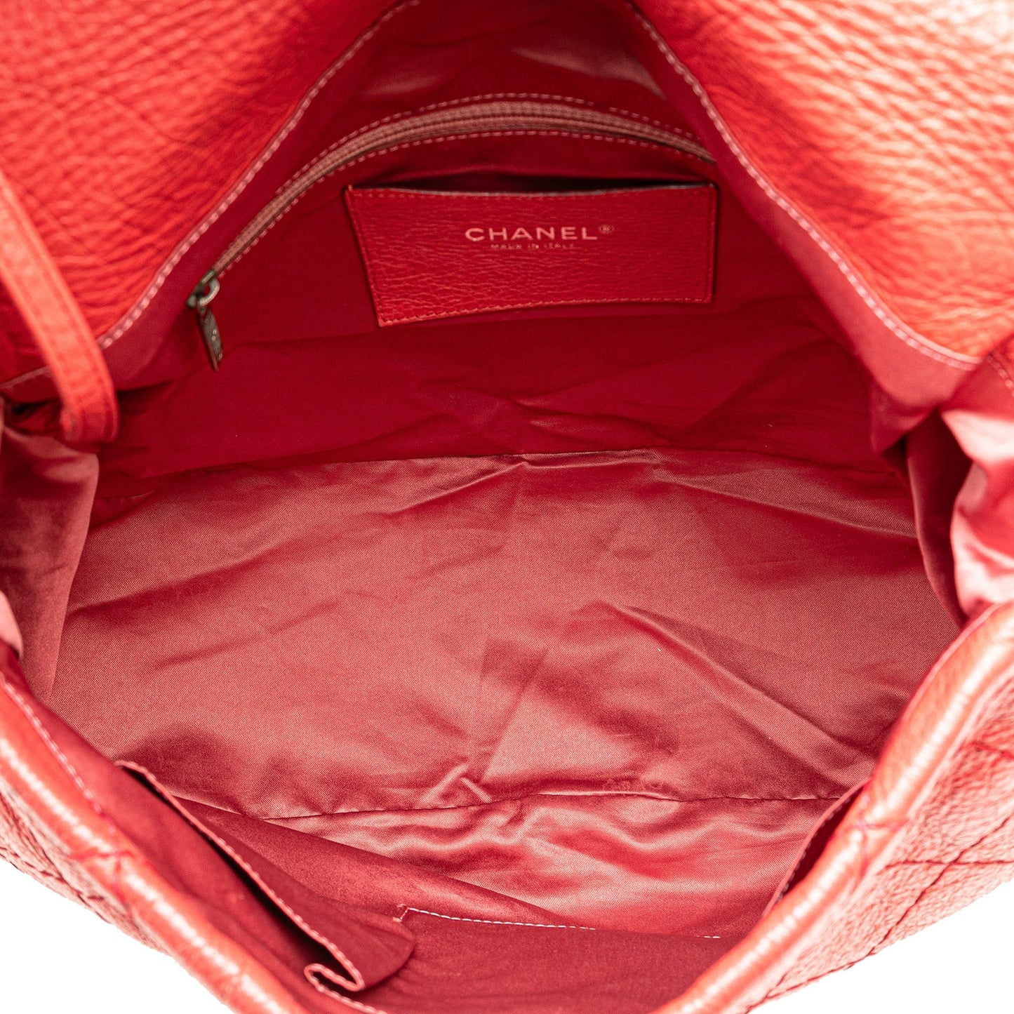 Red Chanel Large Quilted Aged Calfskin On The Road Flap Shoulder Bag