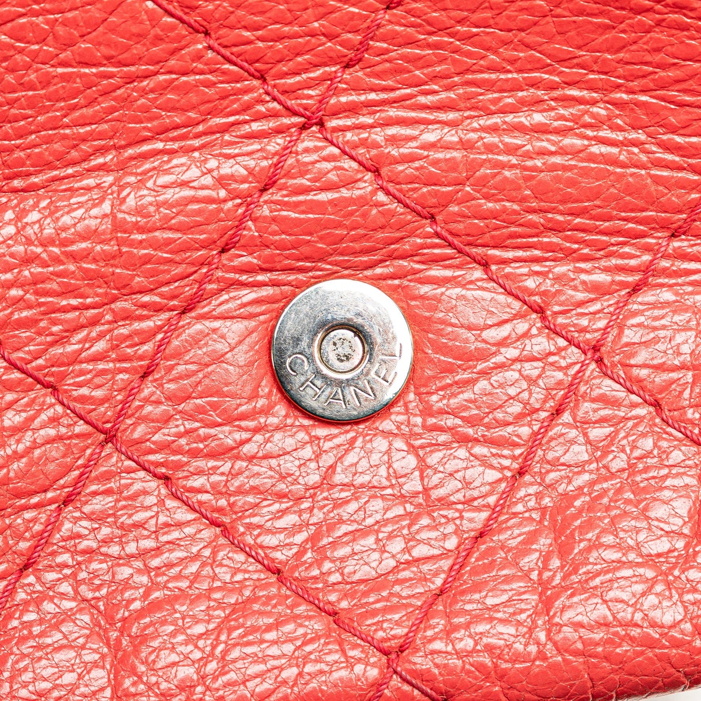 Red Chanel Large Quilted Aged Calfskin On The Road Flap Shoulder Bag