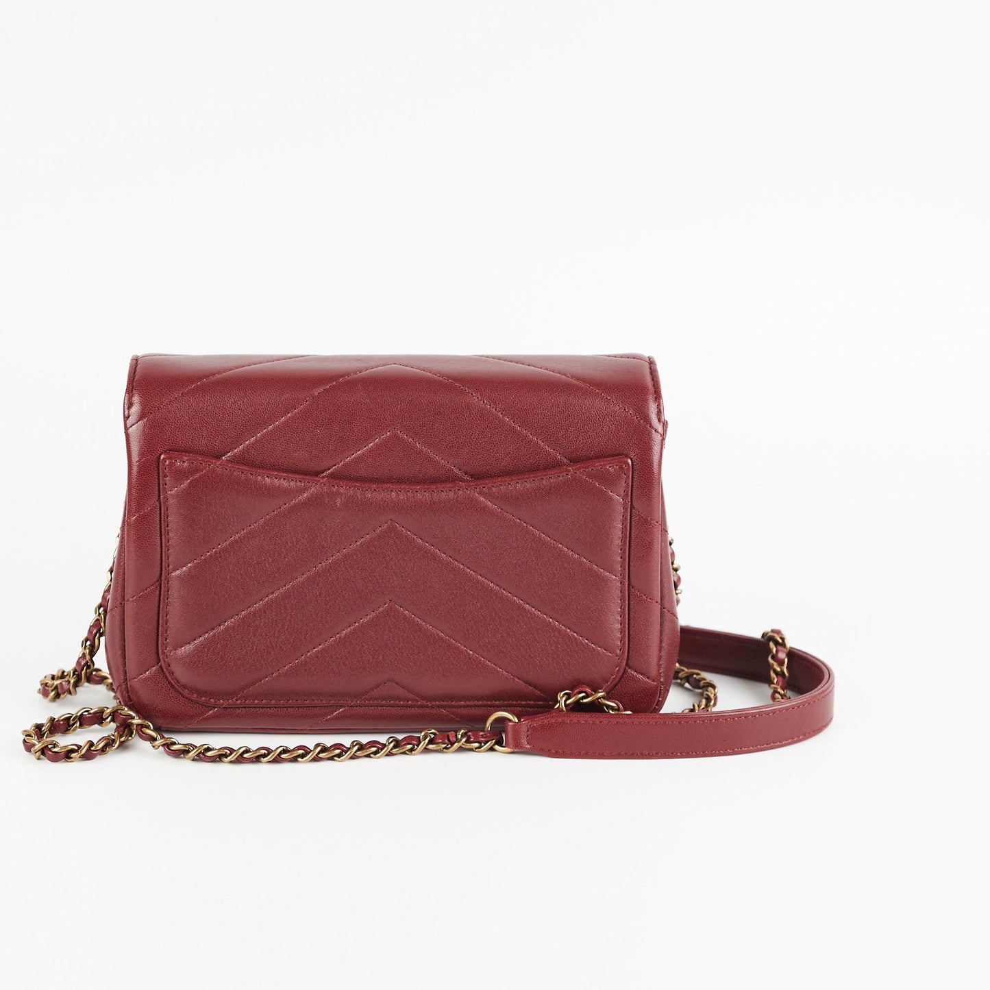 Chanel Mini Chevron Burgundy Crossbody Bag