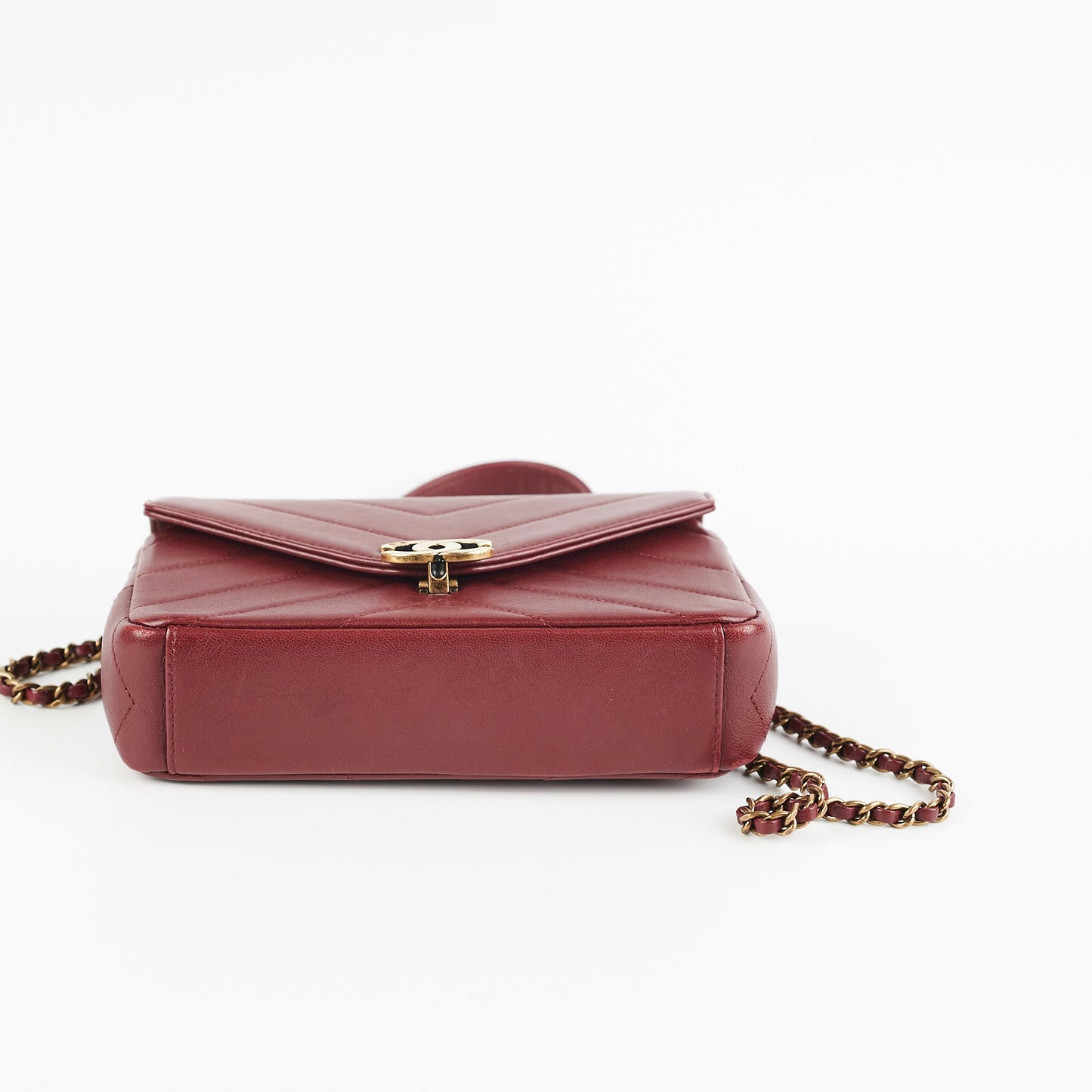 Chanel Mini Chevron Burgundy Crossbody Bag