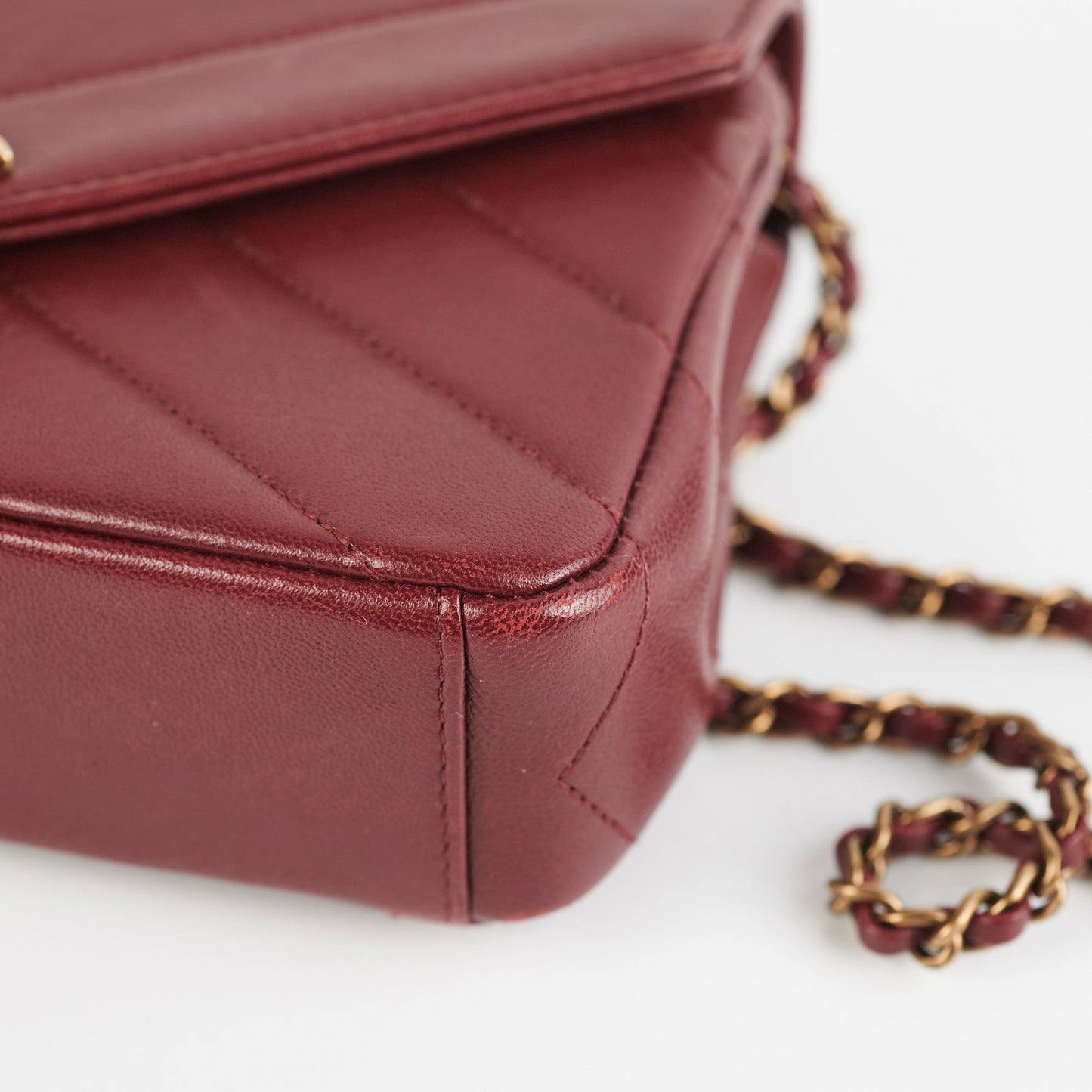 Chanel Mini Chevron Burgundy Crossbody Bag