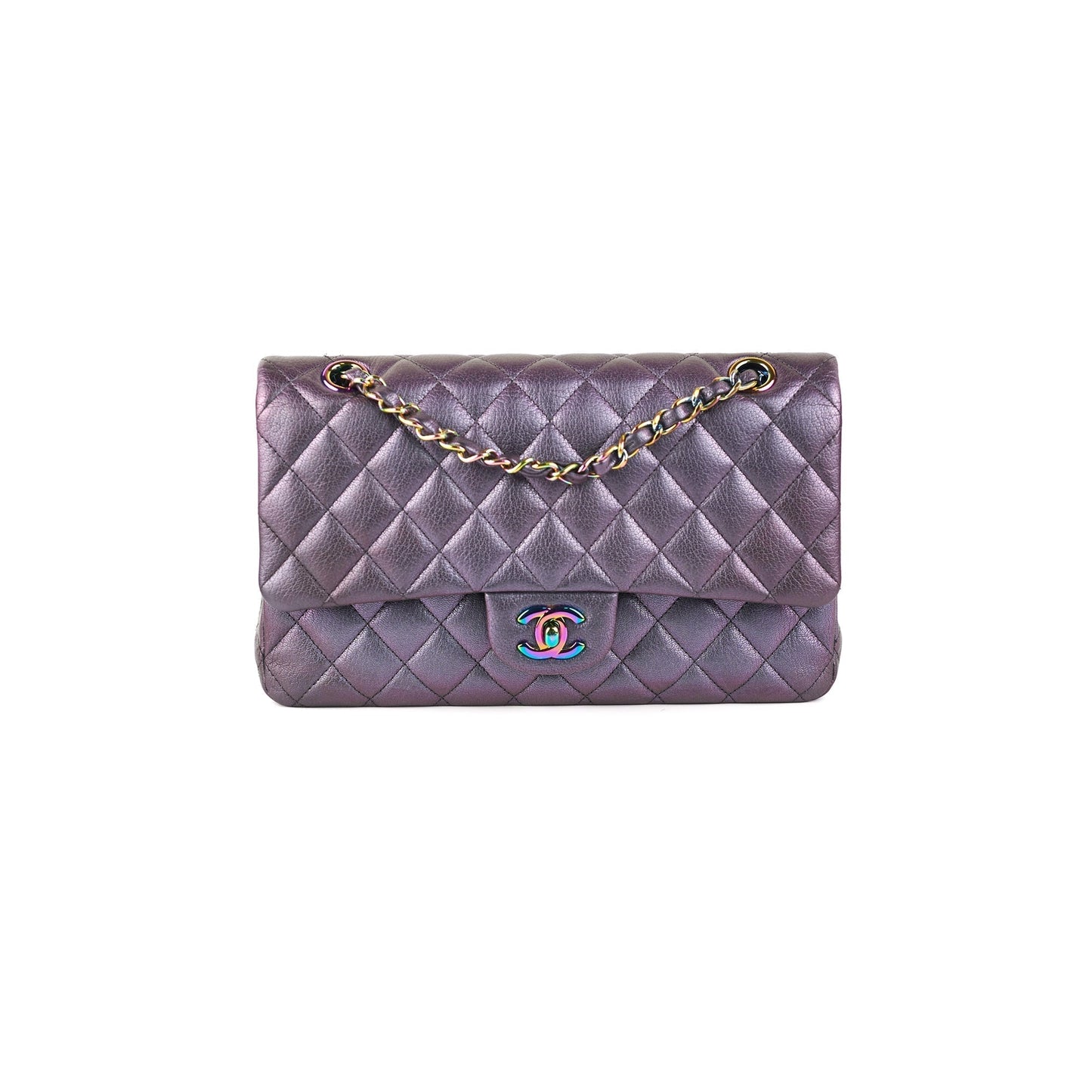 Chanel 16C Classic Flap Medium Large Iridescent Mermaid Purplle Bag