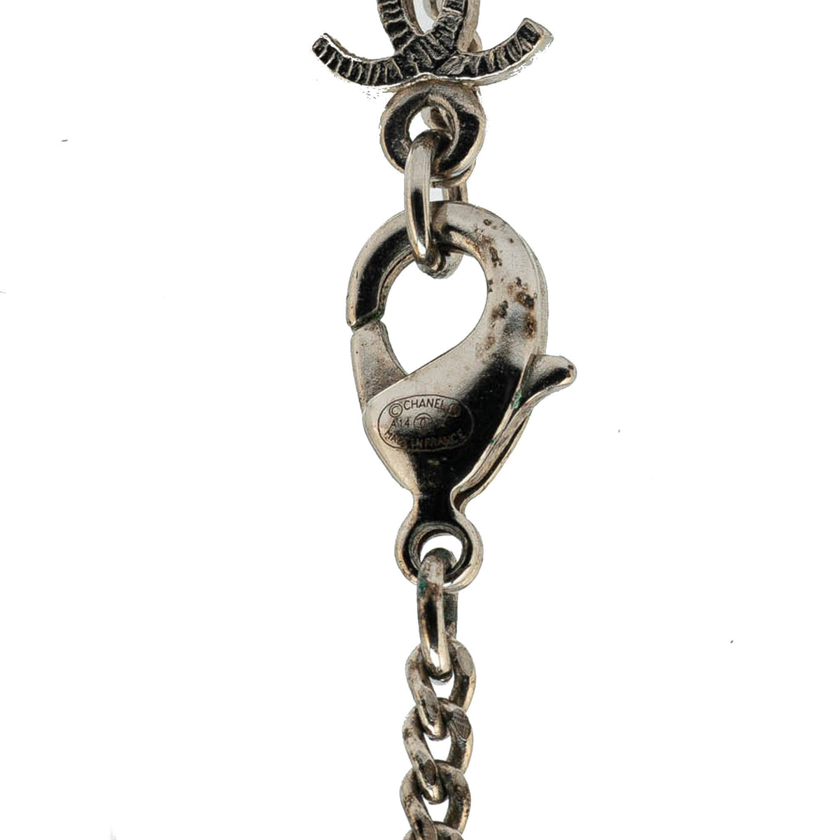 Silver Chanel Paris-Dallas Silver CC Sheriff Badge Pendant Necklace