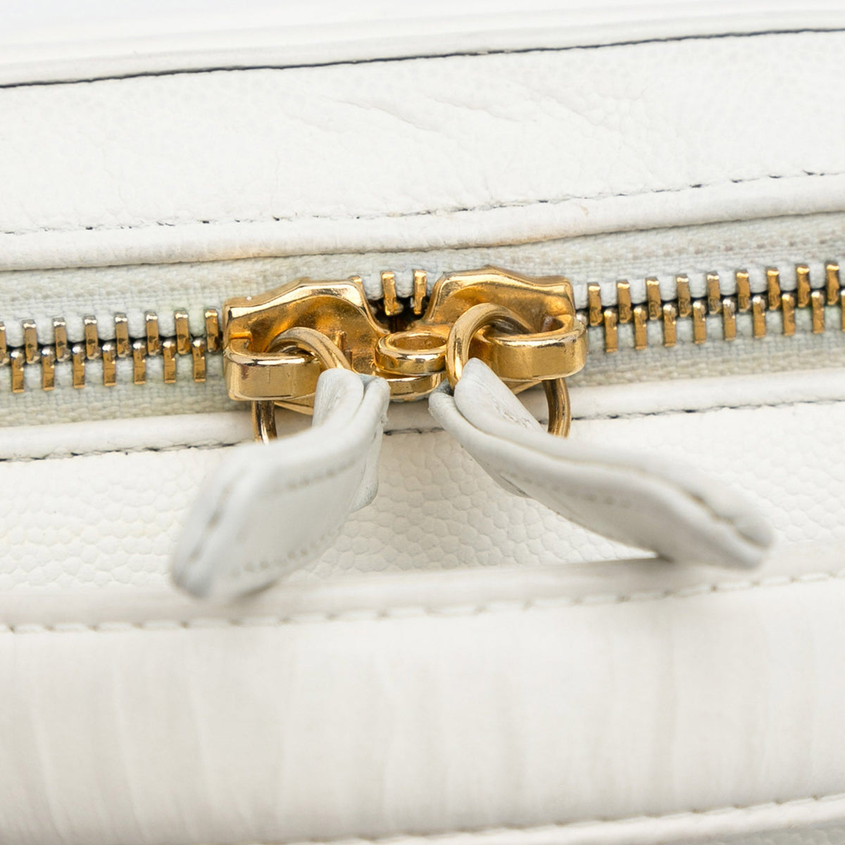 White Chanel Medium Caviar Filigree Vanity Case Satchel