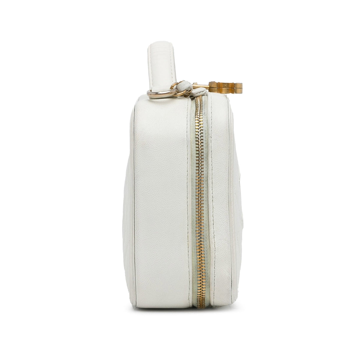 White Chanel Medium Caviar Filigree Vanity Case Satchel
