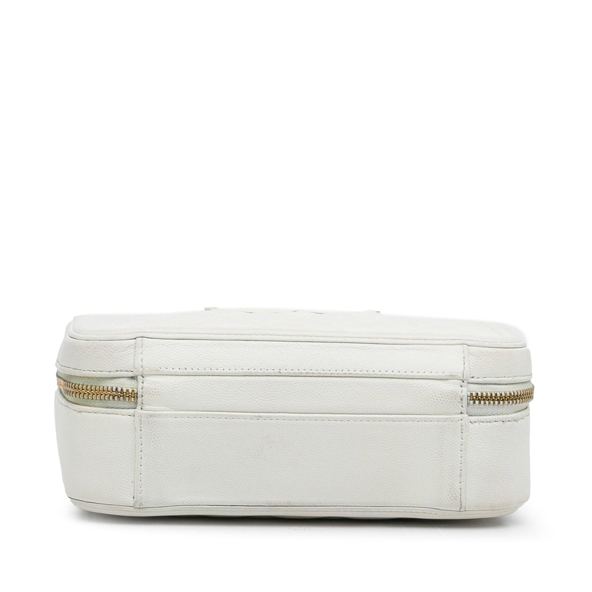 White Chanel Medium Caviar Filigree Vanity Case Satchel