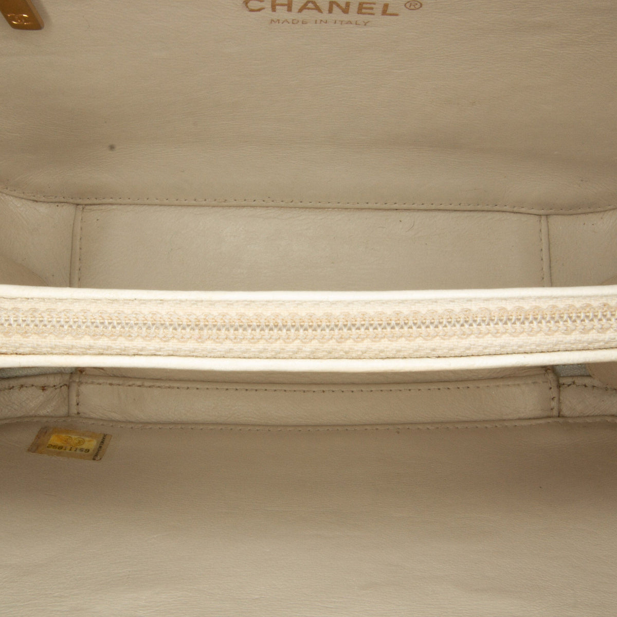 White Chanel Medium Caviar Filigree Vanity Case Satchel