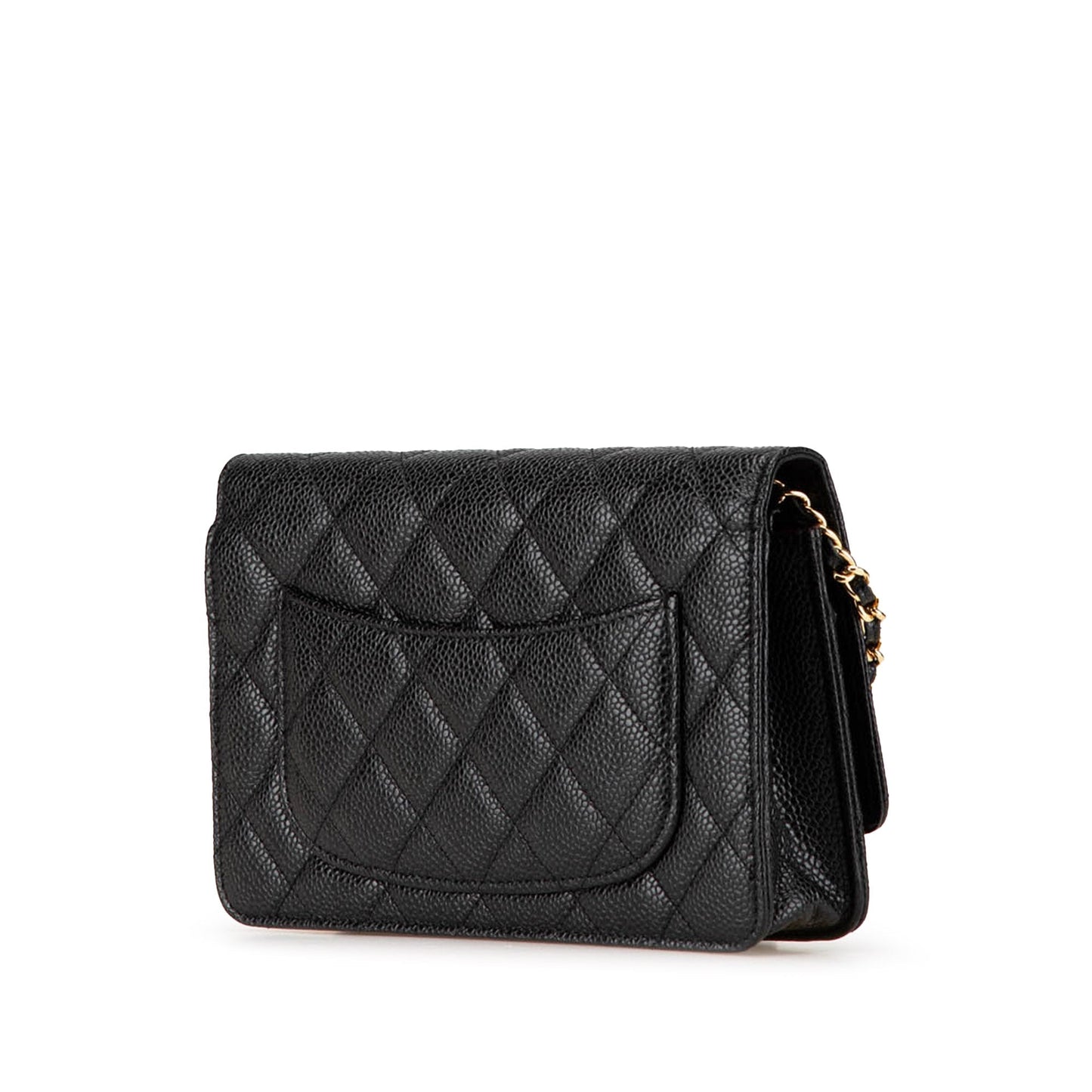 Black Chanel CC Quilted Caviar Wallet on Chain Crossbody Bag