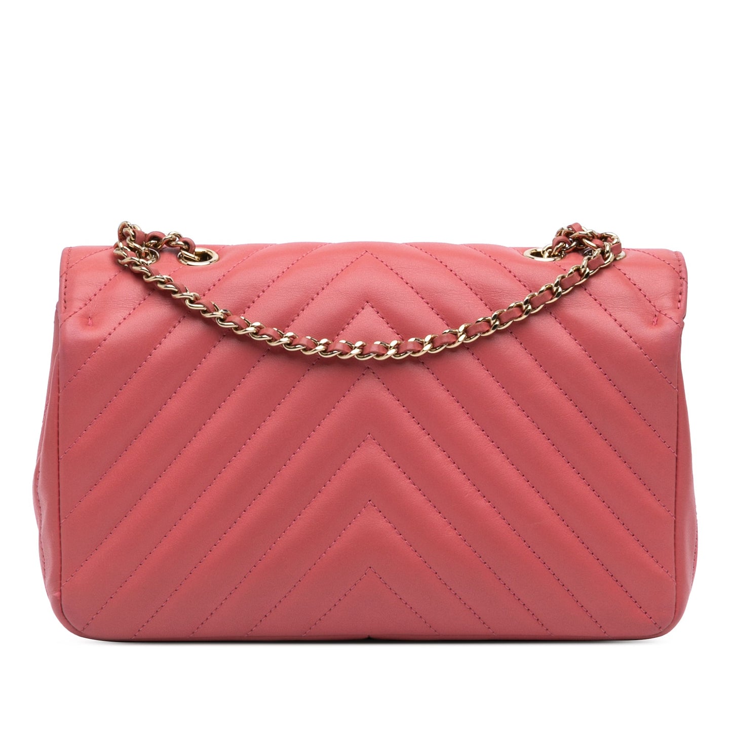 Pink Chanel Medium Chevron Lambskin Statement Flap Shoulder Bag