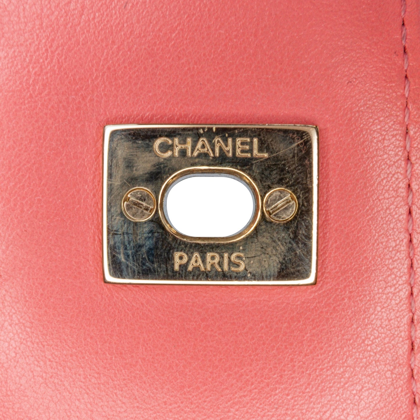Pink Chanel Medium Chevron Lambskin Statement Flap Shoulder Bag