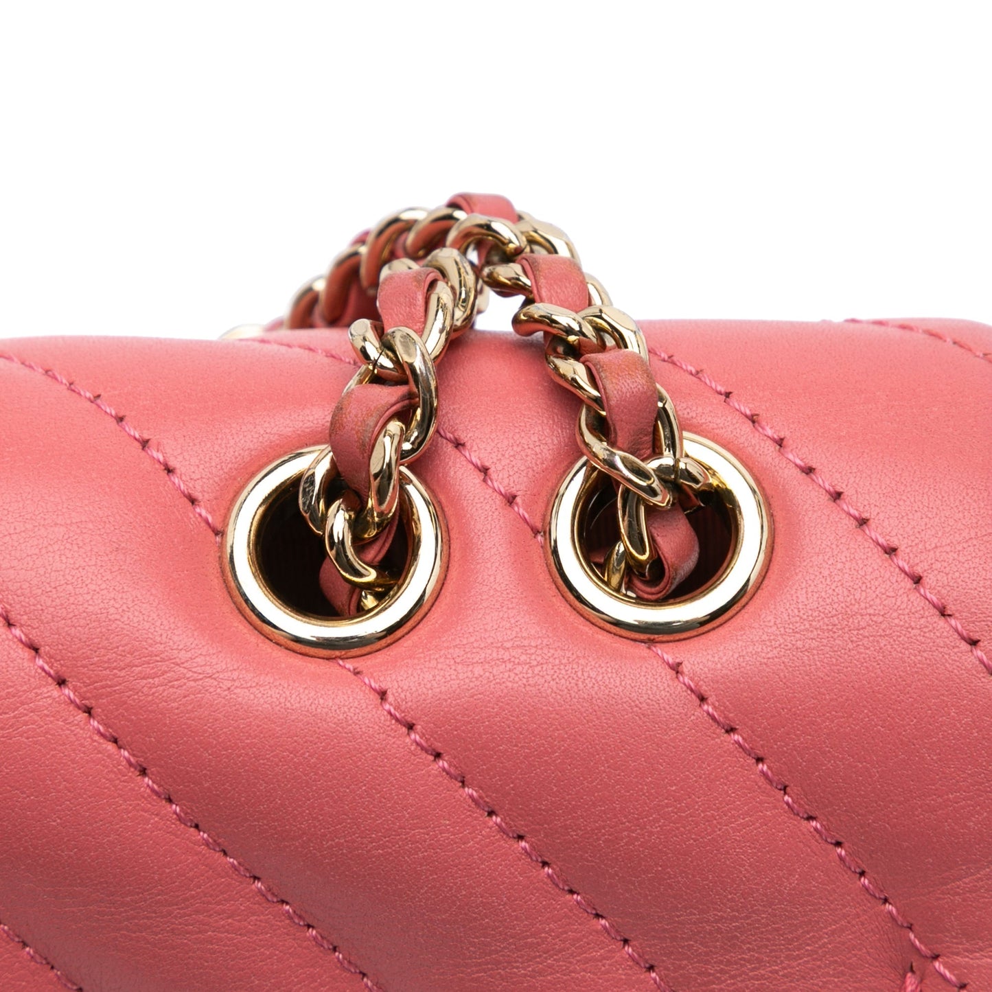 Pink Chanel Medium Chevron Lambskin Statement Flap Shoulder Bag