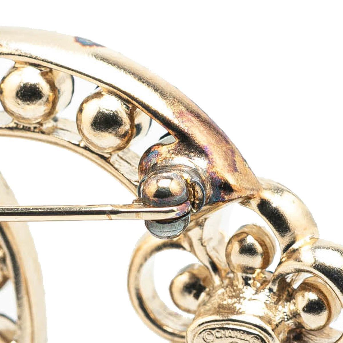 Gold Chanel Gold Plated CC Crystal Brooch