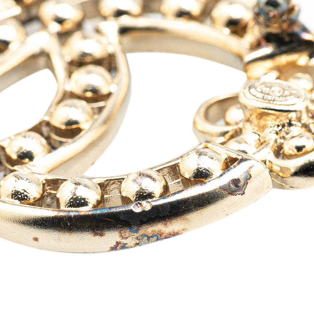 Gold Chanel Gold Plated CC Crystal Brooch