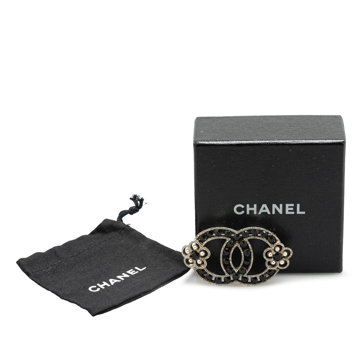Gold Chanel Gold Plated CC Crystal Brooch