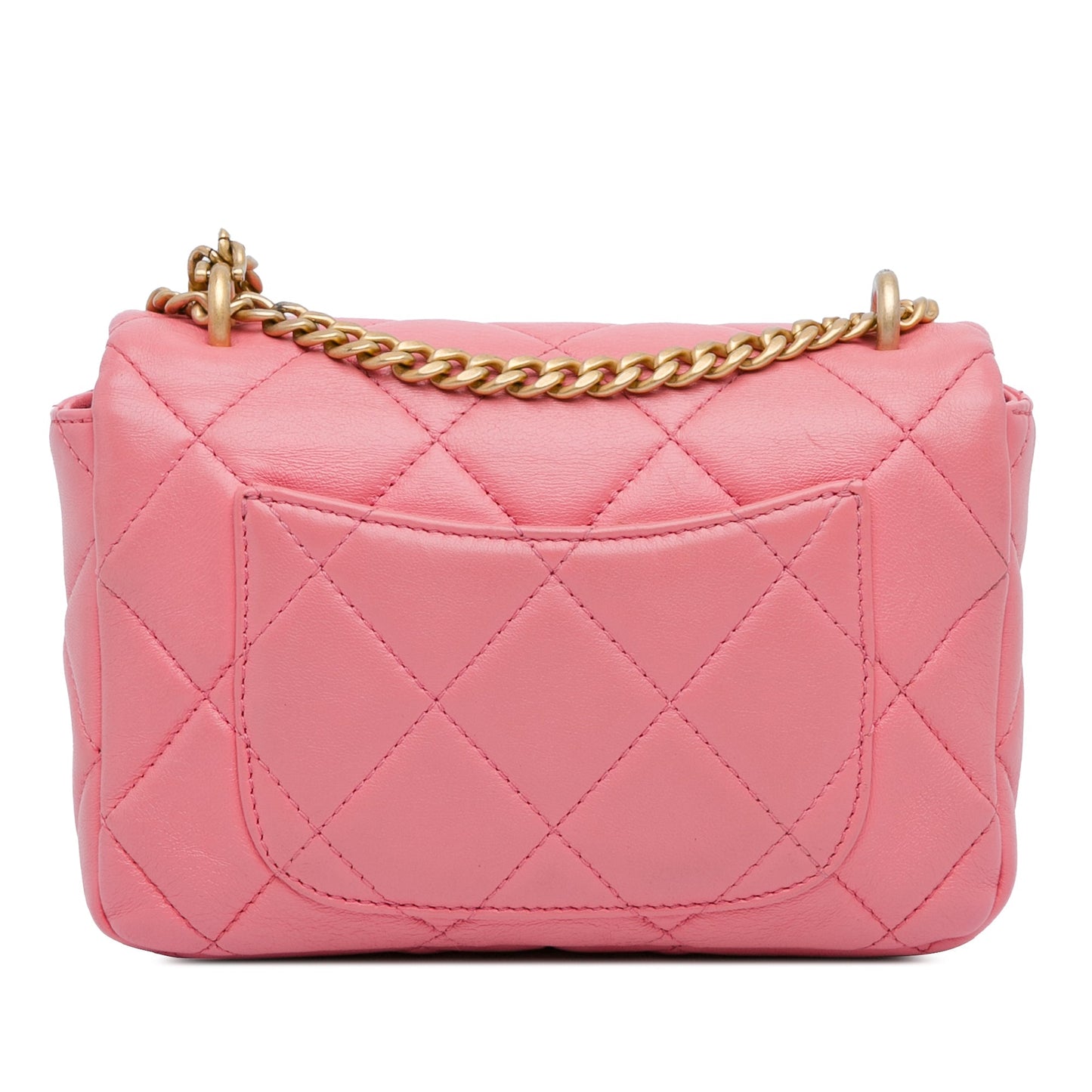 Pink Chanel Mini Lambskin Pending CC Flap Crossbody Bag