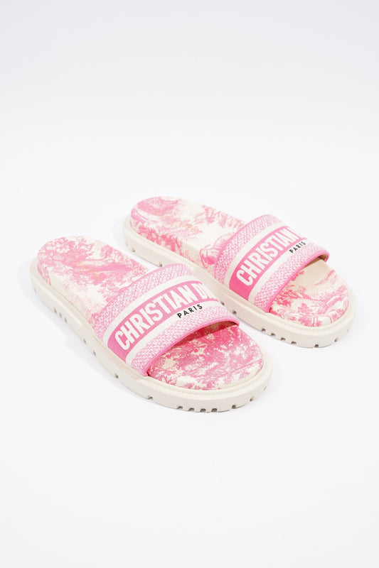 Christian Dior Dway Slide Pink / White Canvas EU 41 UK 8